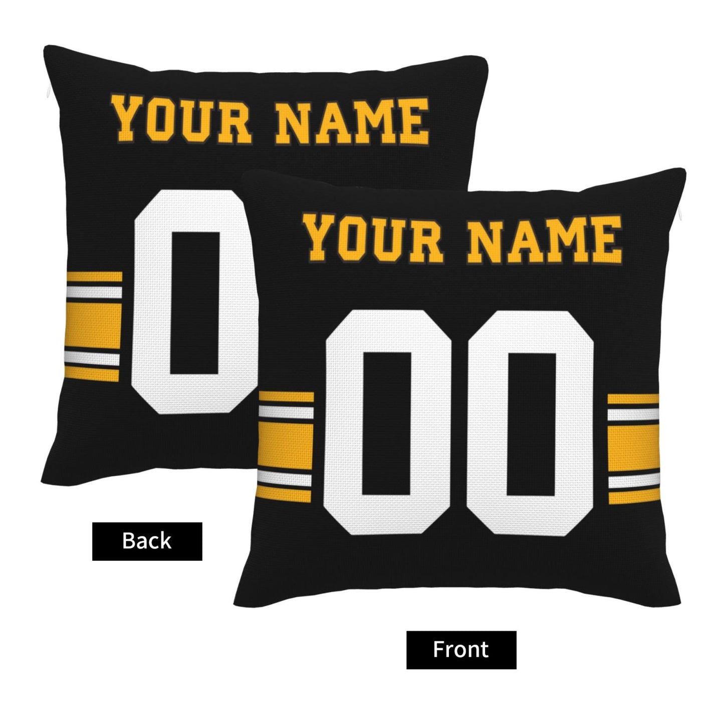 Custom Black Pittsburgh Steelers Decorative Throw Pillow Case - Print Personalized Football Team Fans Name & Number Birthday Gift