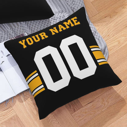 Custom Black Pittsburgh Steelers Decorative Throw Pillow Case - Print Personalized Football Team Fans Name & Number Birthday Gift