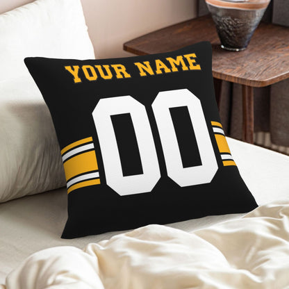Custom Black Pittsburgh Steelers Decorative Throw Pillow Case - Print Personalized Football Team Fans Name & Number Birthday Gift