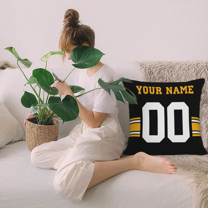 Custom Black Pittsburgh Steelers Decorative Throw Pillow Case - Print Personalized Football Team Fans Name & Number Birthday Gift