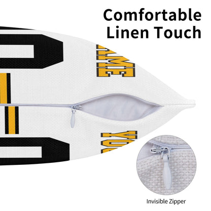 Custom White Pittsburgh Steelers Decorative Throw Pillow Case - Print Personalized Football Team Fans Name & Number Birthday Gift