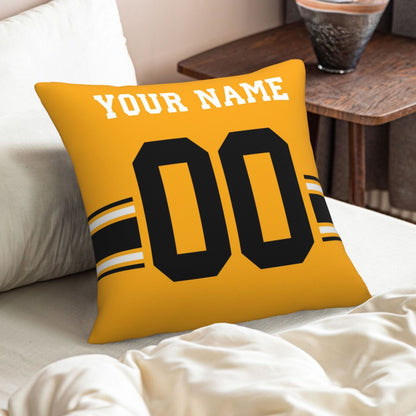 Custom Gold Pittsburgh Steelers Decorative Throw Pillow Case - Print Personalized Football Team Fans Name & Number Birthday Gift