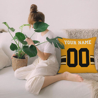 Custom Gold Pittsburgh Steelers Decorative Throw Pillow Case - Print Personalized Football Team Fans Name & Number Birthday Gift