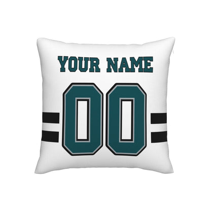 Custom White Philadelphia Eagles Decorative Throw Pillow Case - Print Personalized Football Team Fans Name & Number Birthday Gift