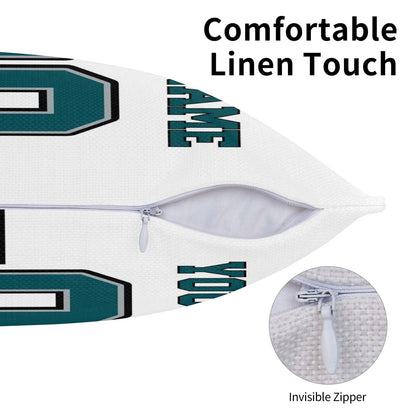Custom White Philadelphia Eagles Decorative Throw Pillow Case - Print Personalized Football Team Fans Name & Number Birthday Gift
