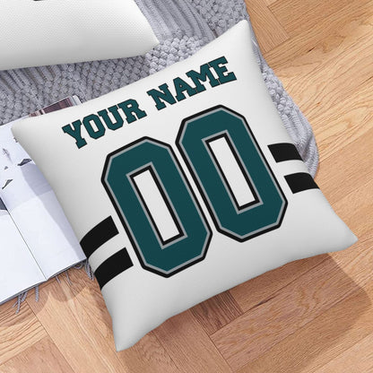 Custom White Philadelphia Eagles Decorative Throw Pillow Case - Print Personalized Football Team Fans Name & Number Birthday Gift
