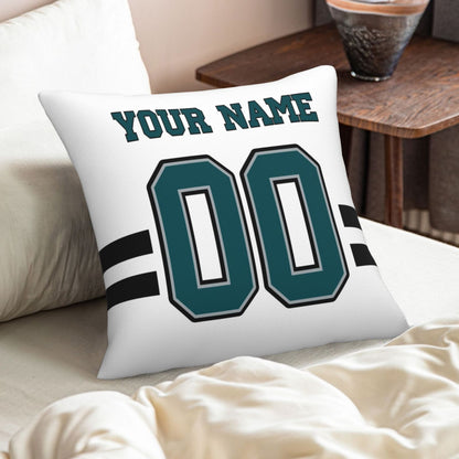 Custom White Philadelphia Eagles Decorative Throw Pillow Case - Print Personalized Football Team Fans Name & Number Birthday Gift