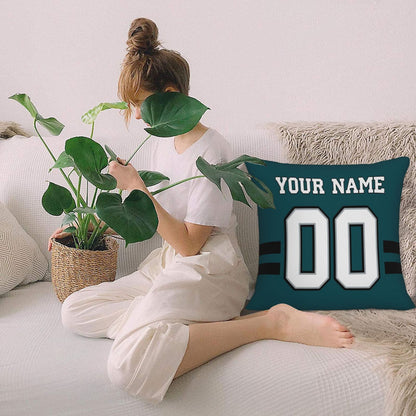 Custom Green Philadelphia Eagles Decorative Throw Pillow Case - Print Personalized Football Team Fans Name & Number Birthday Gift