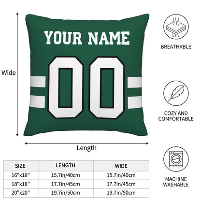 Custom Green New York Jets Decorative Throw Pillow Case - Print Personalized Football Team Fans Name & Number Birthday Gift