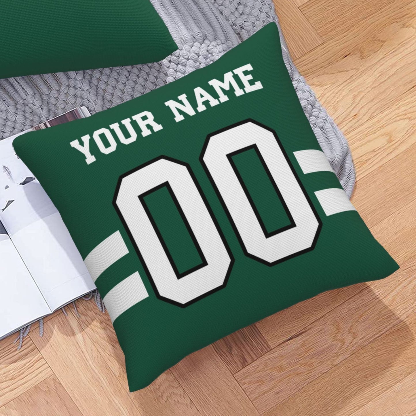 Custom Green New York Jets Decorative Throw Pillow Case - Print Personalized Football Team Fans Name & Number Birthday Gift