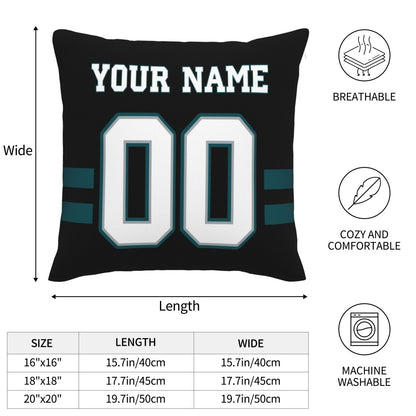 Custom Black Philadelphia Eagles Decorative Throw Pillow Case - Print Personalized Football Team Fans Name & Number Birthday Gift