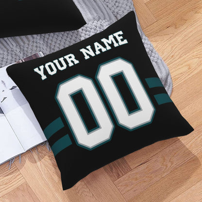 Custom Black Philadelphia Eagles Decorative Throw Pillow Case - Print Personalized Football Team Fans Name & Number Birthday Gift