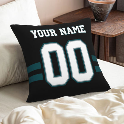 Custom Black Philadelphia Eagles Decorative Throw Pillow Case - Print Personalized Football Team Fans Name & Number Birthday Gift