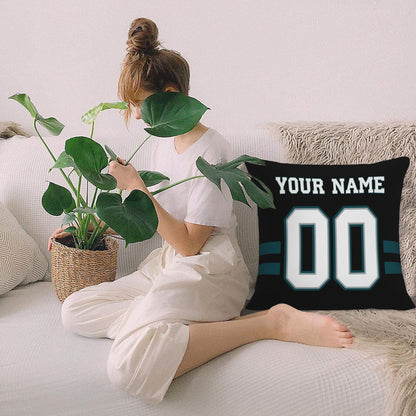 Custom Black Philadelphia Eagles Decorative Throw Pillow Case - Print Personalized Football Team Fans Name & Number Birthday Gift