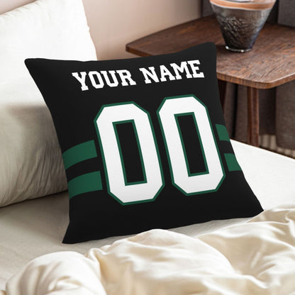Custom Black New York Jets Decorative Throw Pillow Case - Print Personalized Football Team Fans Name & Number Birthday Gift