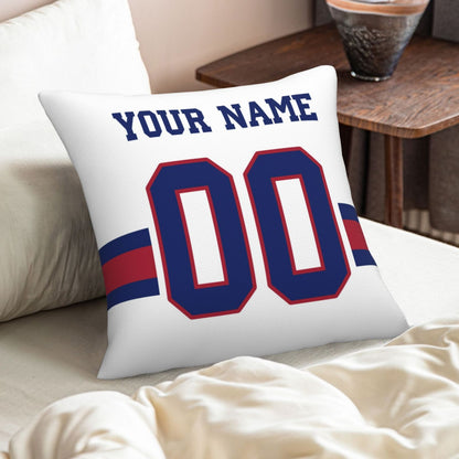 Custom White New York Giants Decorative Throw Pillow Case - Print Personalized Football Team Fans Name & Number Birthday Gift