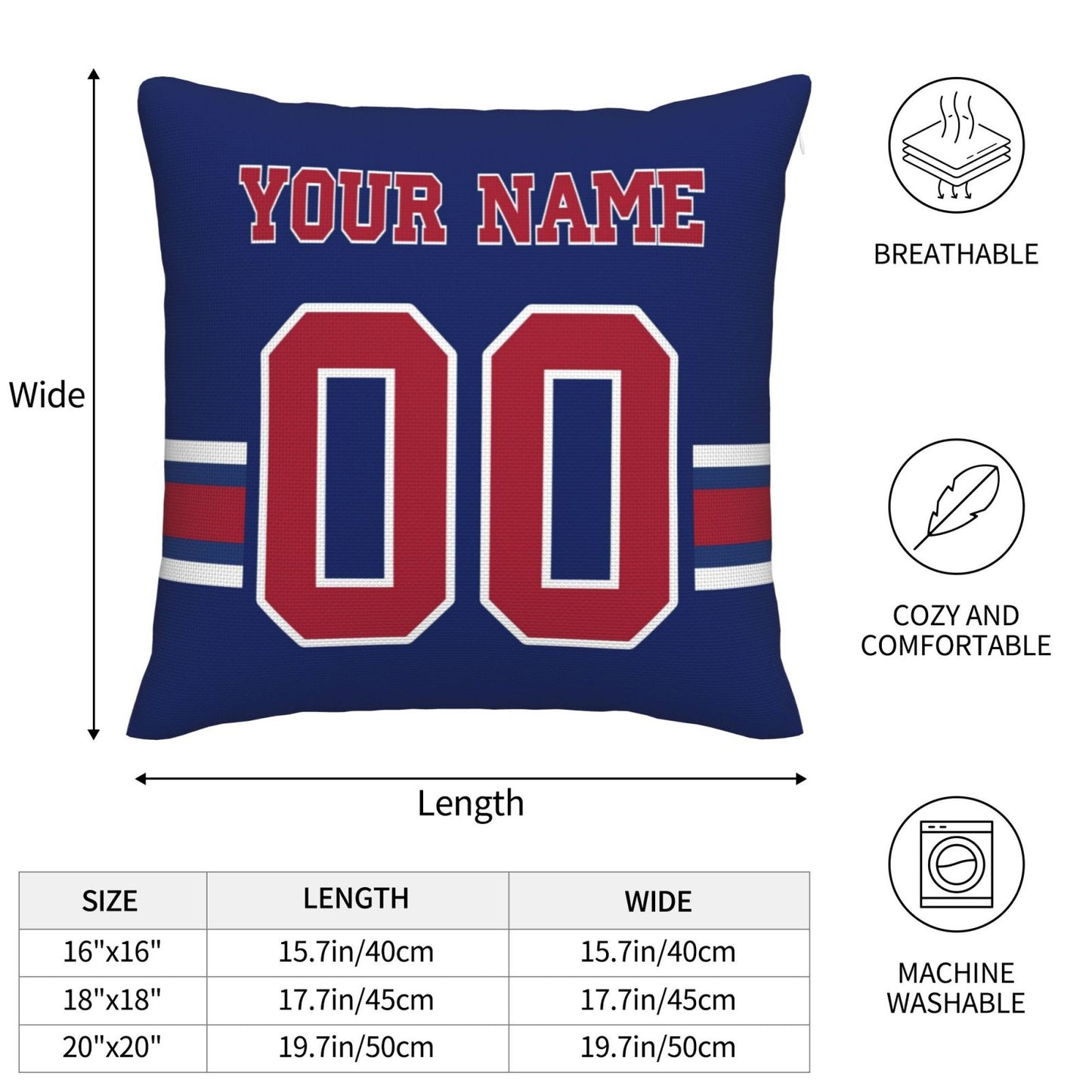Custom Royal Red New York Giants Decorative Throw Pillow Case - Print Personalized Football Team Fans Name & Number Birthday Gift