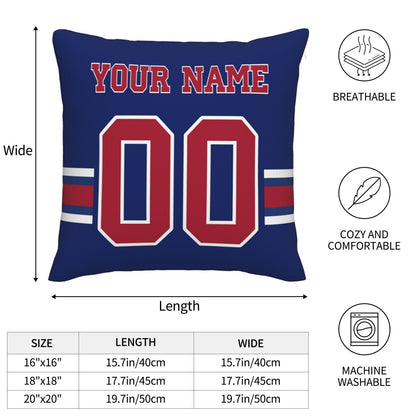Custom Royal Red New York Giants Decorative Throw Pillow Case - Print Personalized Football Team Fans Name & Number Birthday Gift