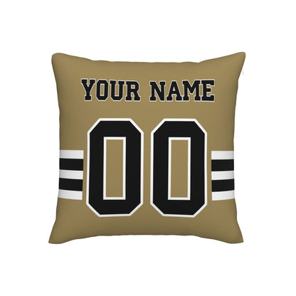 Custom Gold New Orleans Saints Decorative Throw Pillow Case - Print Personalized Football Team Fans Name & Number Birthday Gift