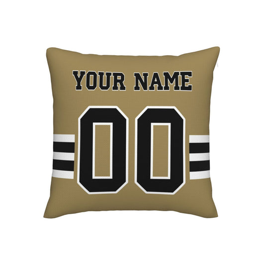 Custom Gold New Orleans Saints Decorative Throw Pillow Case - Print Personalized Football Team Fans Name & Number Birthday Gift