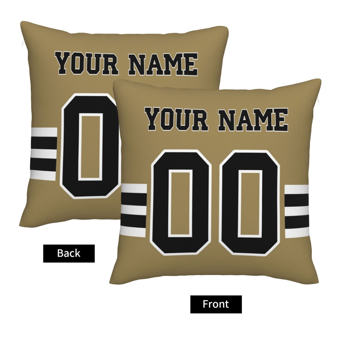 Custom Gold New Orleans Saints Decorative Throw Pillow Case - Print Personalized Football Team Fans Name & Number Birthday Gift