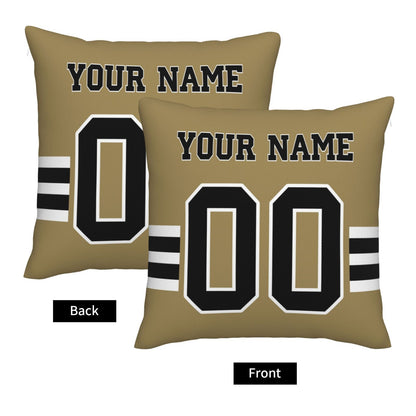 Custom Gold New Orleans Saints Decorative Throw Pillow Case - Print Personalized Football Team Fans Name & Number Birthday Gift