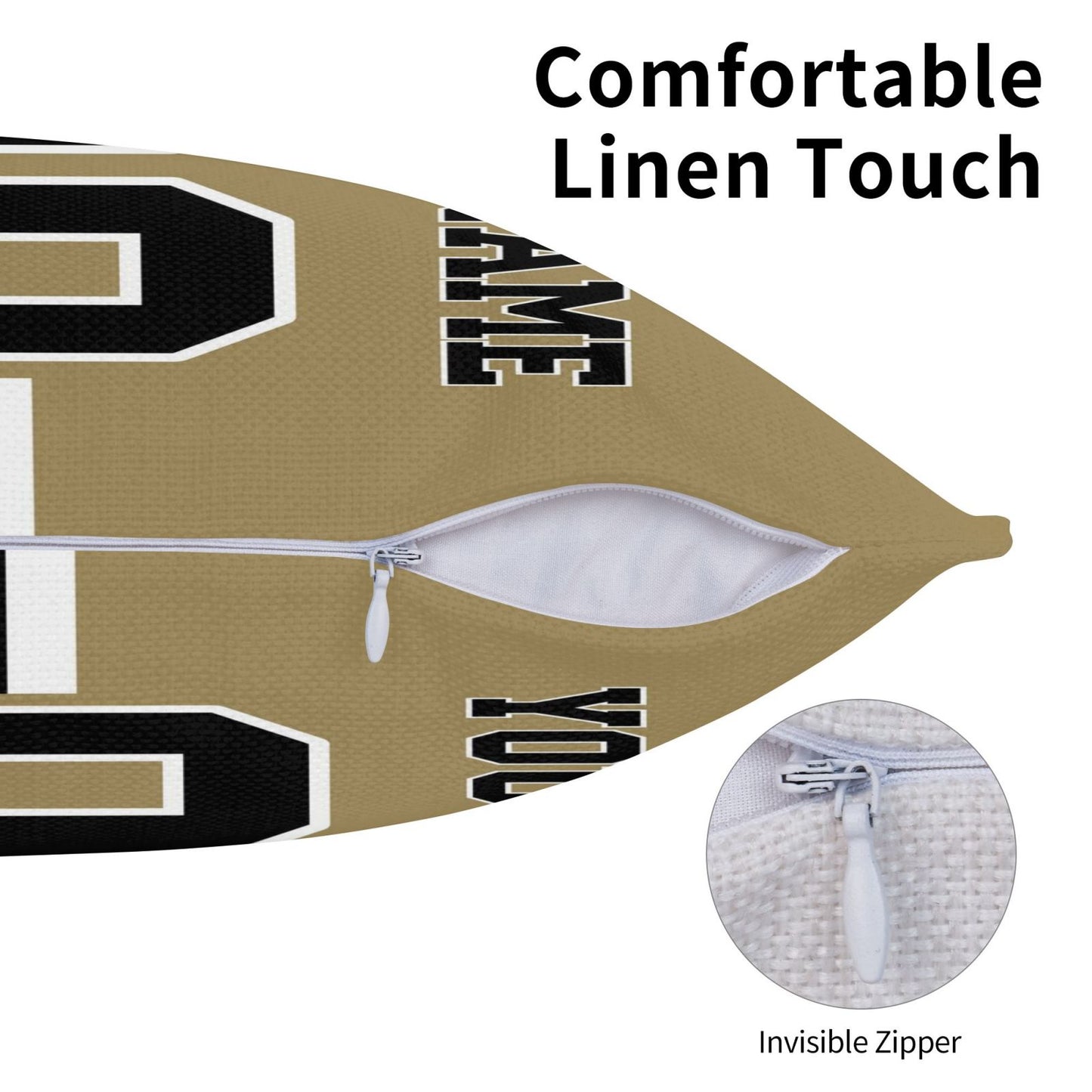 Custom Gold New Orleans Saints Decorative Throw Pillow Case - Print Personalized Football Team Fans Name & Number Birthday Gift