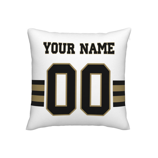 Custom White New Orleans Saints Decorative Throw Pillow Case - Print Personalized Football Team Fans Name & Number Birthday Gift