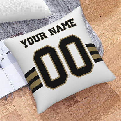 Custom White New Orleans Saints Decorative Throw Pillow Case - Print Personalized Football Team Fans Name & Number Birthday Gift