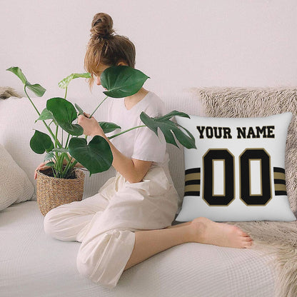 Custom White New Orleans Saints Decorative Throw Pillow Case - Print Personalized Football Team Fans Name & Number Birthday Gift