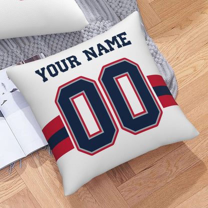 Customized New England Patriots Football Team Decorative Throw Pillow Case Print Personalized Football Style Fans Letters & Number White Pillowcase Birthday Gift