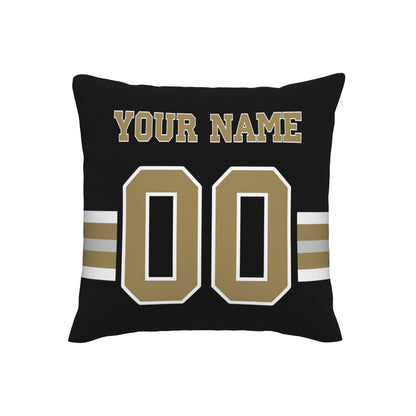 Custom Black New Orleans Saints Decorative Throw Pillow Case - Print Personalized Football Team Fans Name & Number Birthday Gift
