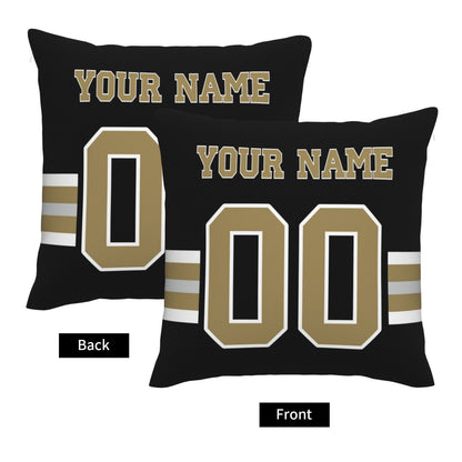Custom Black New Orleans Saints Decorative Throw Pillow Case - Print Personalized Football Team Fans Name & Number Birthday Gift