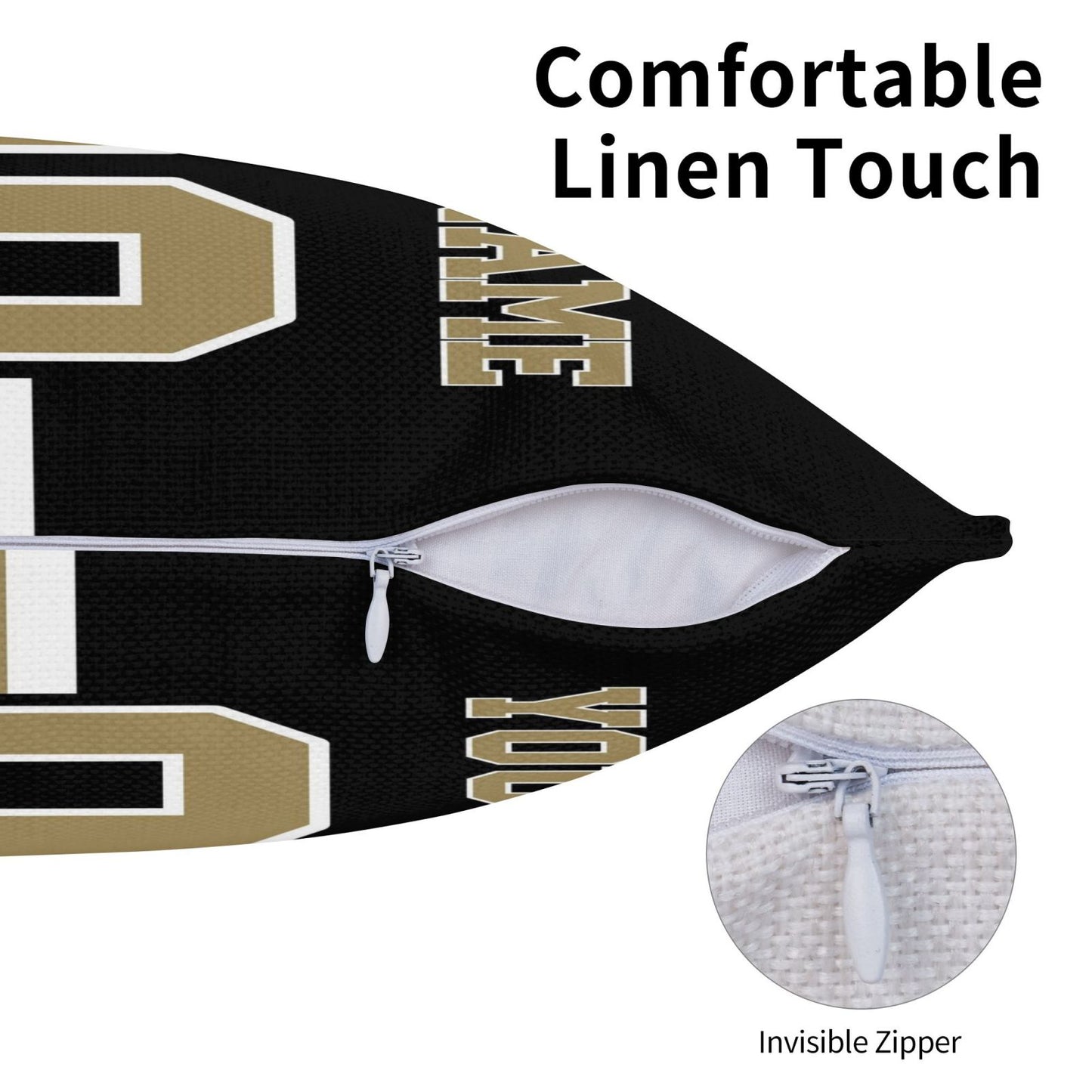 Custom Black New Orleans Saints Decorative Throw Pillow Case - Print Personalized Football Team Fans Name & Number Birthday Gift