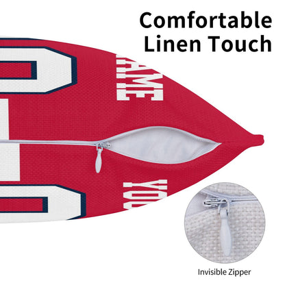 Customized New England Patriots Football Team Decorative Throw Pillow Case Print Personalized Football Style Fans Letters & Number Red Pillowcase Birthday Gift
