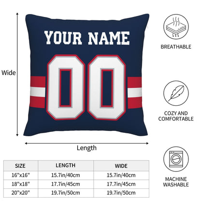 Customized New England Patriots Football Team Decorative Throw Pillow Case Print Personalized Football Style Fans Letters & Number Navy Pillowcase Birthday Gift