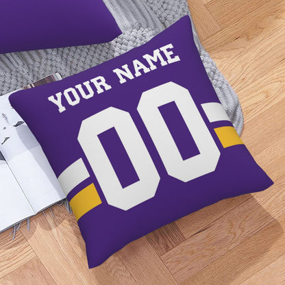 Customized Minnesota Vikings Football Team Decorative Throw Pillow Case Print Personalized Football Style Fans Letters & Number Purple Pillowcase Birthday Gift