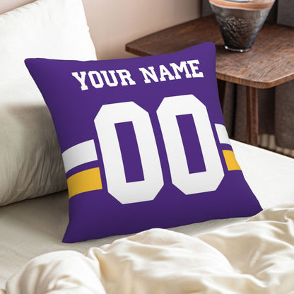 Customized Minnesota Vikings Football Team Decorative Throw Pillow Case Print Personalized Football Style Fans Letters & Number Purple Pillowcase Birthday Gift