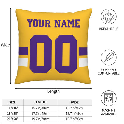 Customized Minnesota Vikings Football Team Decorative Throw Pillow Case Print Personalized Football Style Fans Letters & Number Orange Pillowcase Birthday Gift