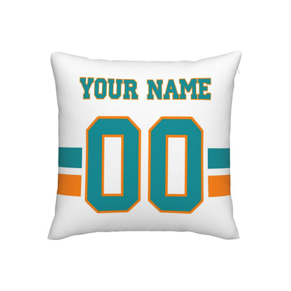 Customized Miami Dolphins Football Team Decorative Throw Pillow Case Print Personalized Football Style Fans Letters & Number White Pillowcase Birthday Gift