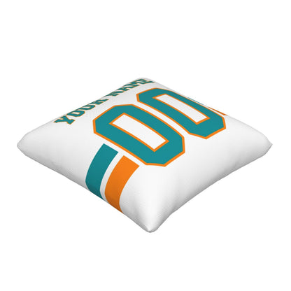 Customized Miami Dolphins Football Team Decorative Throw Pillow Case Print Personalized Football Style Fans Letters & Number White Pillowcase Birthday Gift
