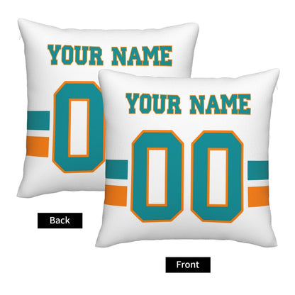 Customized Miami Dolphins Football Team Decorative Throw Pillow Case Print Personalized Football Style Fans Letters & Number White Pillowcase Birthday Gift