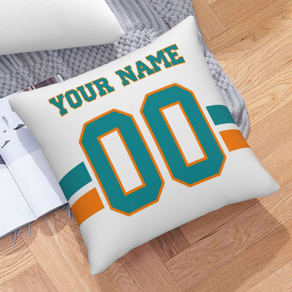 Customized Miami Dolphins Football Team Decorative Throw Pillow Case Print Personalized Football Style Fans Letters & Number White Pillowcase Birthday Gift