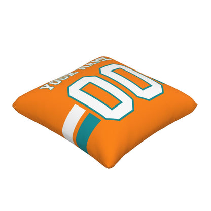 Customized Miami Dolphins Football Team Decorative Throw Pillow Case Print Personalized Football Style Fans Letters & Number Orange Pillowcase Birthday Gift