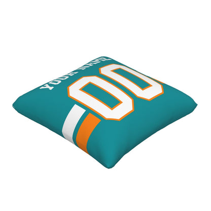 Customized Miami Dolphins Football Team Decorative Throw Pillow Case Print Personalized Football Style Fans Letters & Number Aqua Pillowcase Birthday Gift