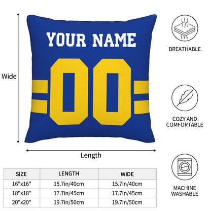 Customized Los Angeles Rams Football Team Decorative Throw Pillow Case Print Personalized Football Style Fans Letters & Number Royal Pillowcase Birthday Gift