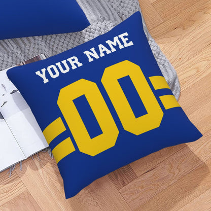 Customized Los Angeles Rams Football Team Decorative Throw Pillow Case Print Personalized Football Style Fans Letters & Number Royal Pillowcase Birthday Gift