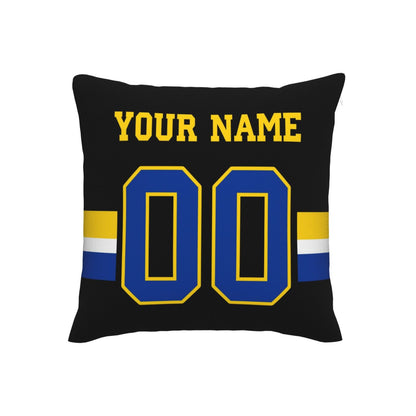 Customized Los Angeles Rams Football Team Decorative Throw Pillow Case Print Personalized Football Style Fans Letters & Number Black Pillowcase Birthday Gifts