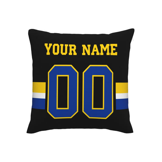 Customized Los Angeles Rams Football Team Decorative Throw Pillow Case Print Personalized Football Style Fans Letters & Number Black Pillowcase Birthday Gifts
