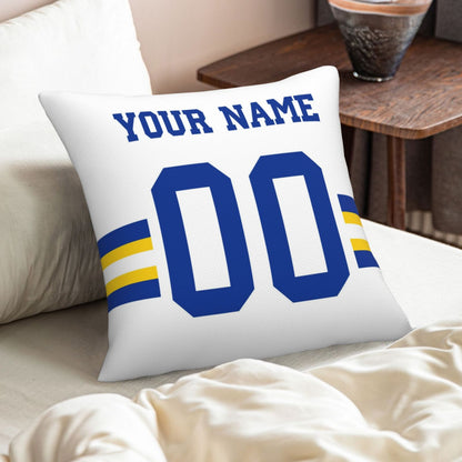 Customized Los Angeles Rams Football Team Decorative Throw Pillow Case Print Personalized Football Style Fans Letters & Number White Pillowcase Birthday Gift